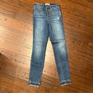 Madewell 10” high rise skinny button fly Jean size 25